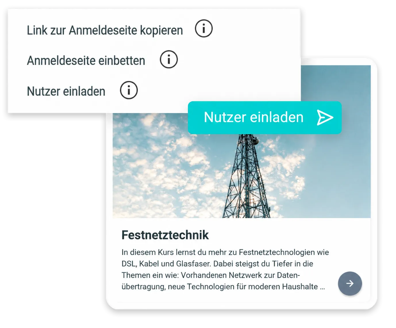 Lernende zu einem personalisierten Produkttraining in chunkx einladen