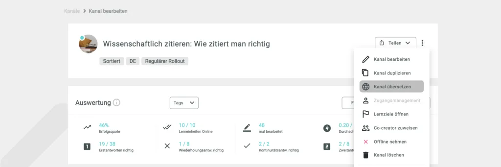 chunkx Creator: the "Translate channel" menu item in the channel editor