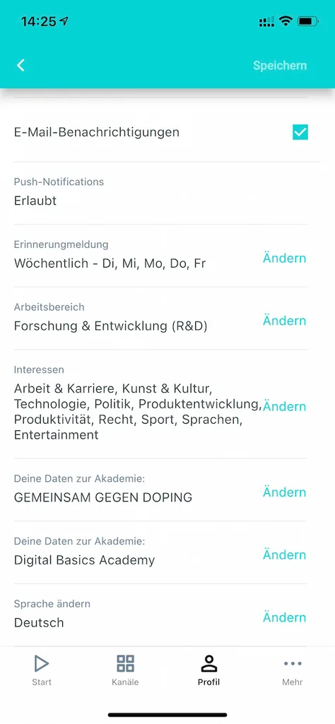 chunkx Profil-bearbeiten-Ansicht mit Einstellungen für Avatar, Passwort und Benachrichtigungen